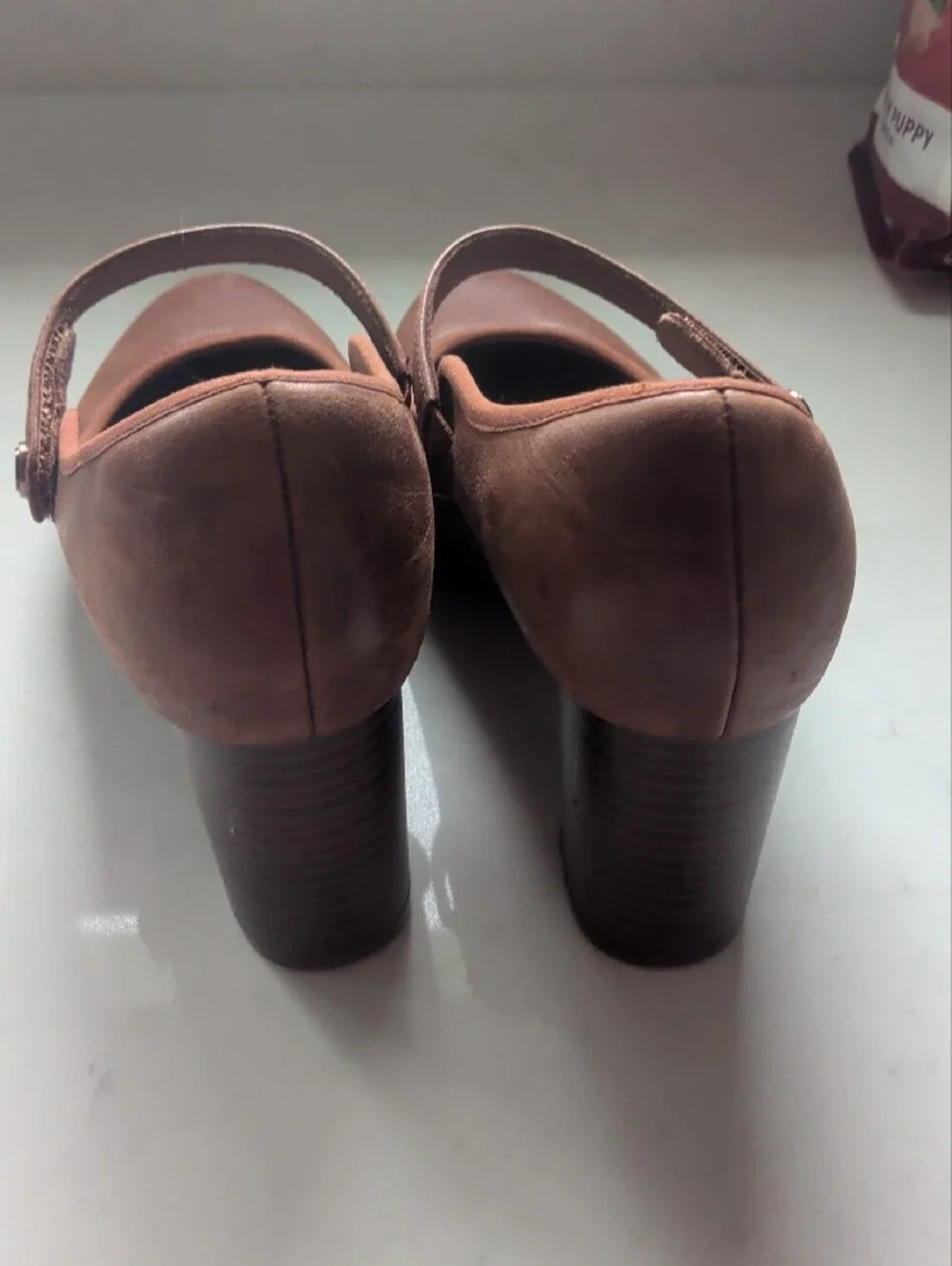 Mary Jane Block Heel Pumps in Brown - Picture 5 of 6